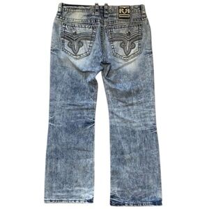 Men’s Rock Revival Jeans Karie Boot Blue Straight Leg Mens Size 36 (J)